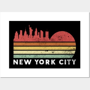 New York City Skyline Retro NYC Posters and Art